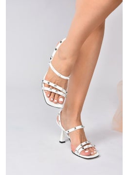 Fox Shoes White Staple Detailed Three-Stripes Women's Heeled Shoes K404571109  - Image 1