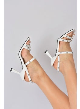 Fox Shoes White Staple Detailed Three-Stripes Women's Heeled Shoes K404571109  - Image 3