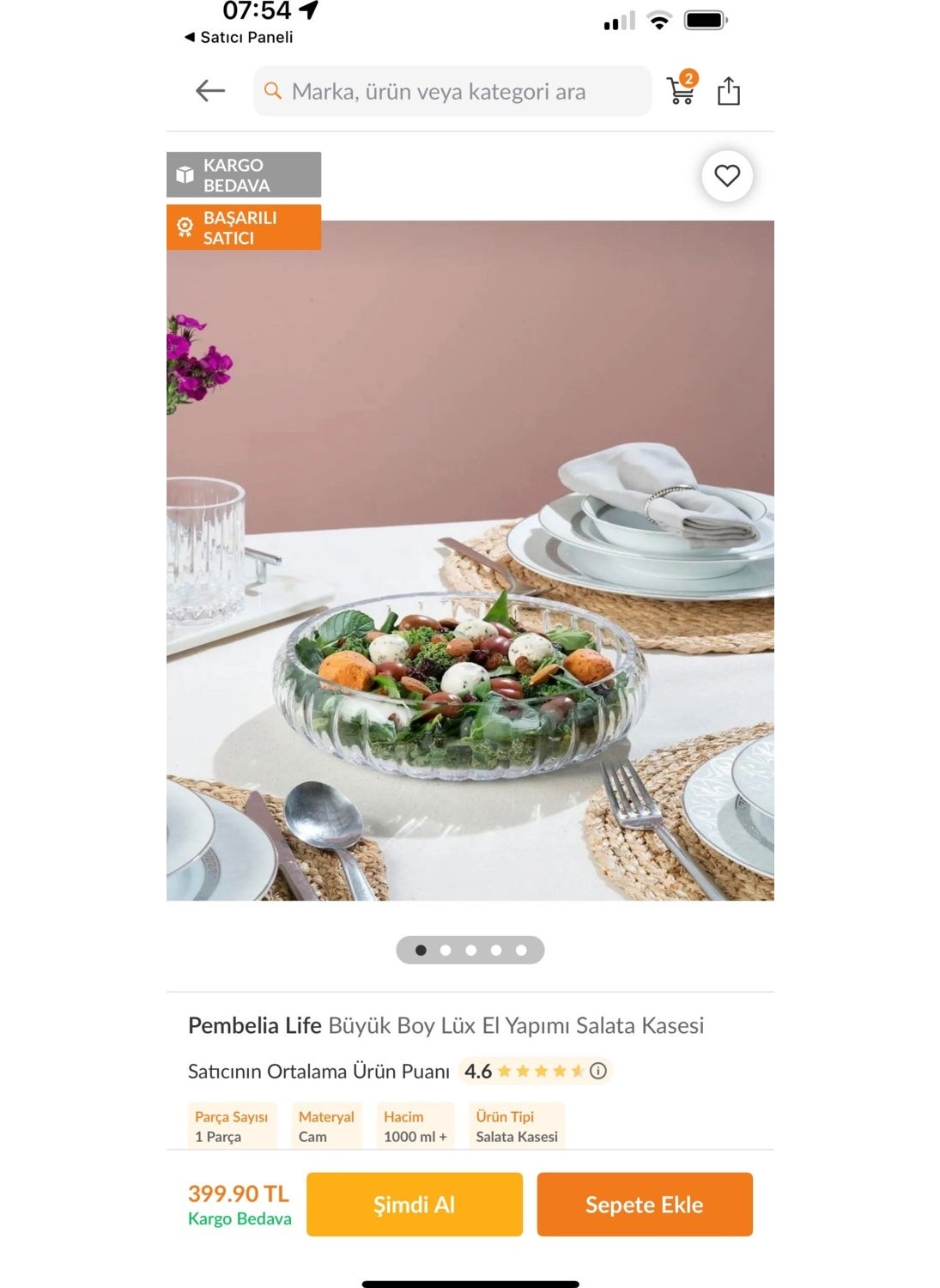 Kitchen Pembelia Large Luxury Handmade Salad Bowl  - Image 4