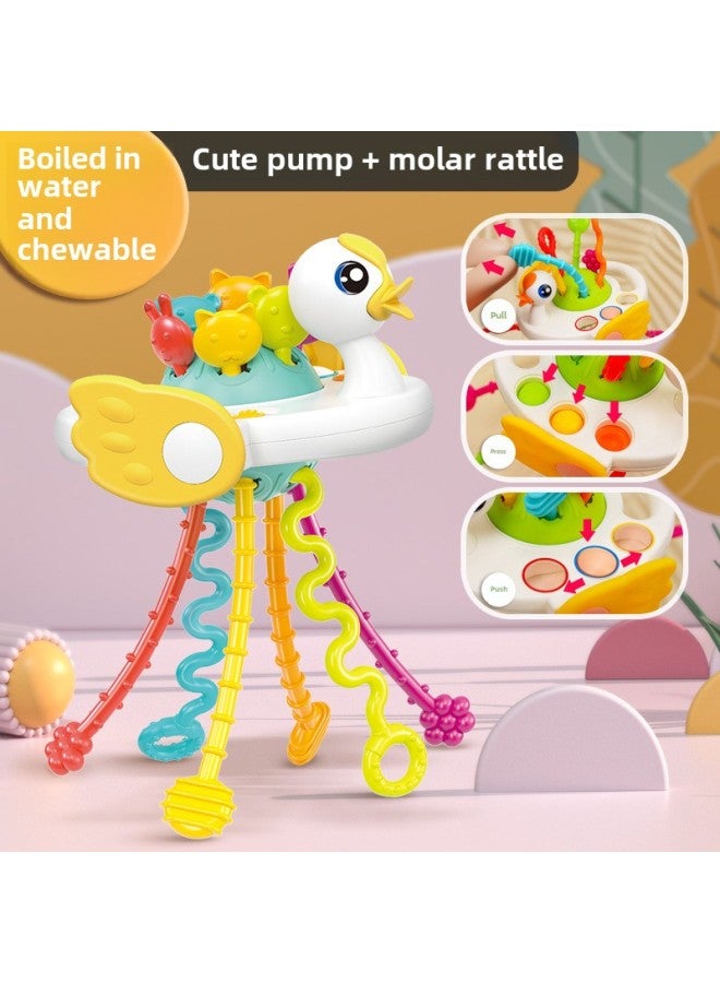 Infant Suction Enlightenment Early Education Exercise Finger Grasp Lala Le Can Boiled Gnawed Gummy Toy-Color:Little Cute Duck 【white】 Color Box - Image 4