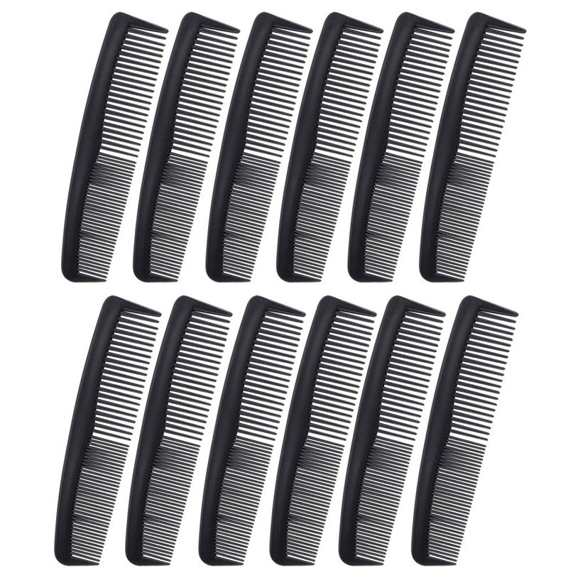Favorict (12 Pack) Flexible Thin 5" Pocket Hair Comb Beard & Mustache Combs for Men's Hair Beard Mustache and Sideburns (Black)