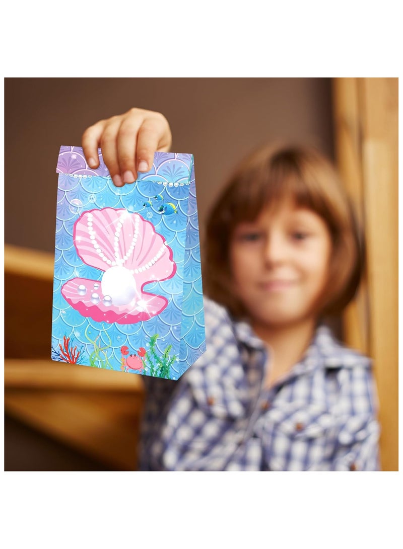 SYOSI 20Pcs Mermaid Goodie Bags Mermaid Party Favor Bags with Mermaid Stickers Mermaid Paper Party Favor Candy Gift Bags Under the Sea Goodie Treat Gift Wrap Bags for Birthday Party Decorations - Image 4