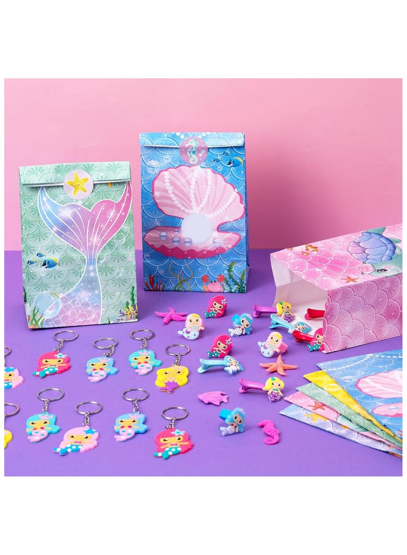 SYOSI 20Pcs Mermaid Goodie Bags Mermaid Party Favor Bags with Mermaid Stickers Mermaid Paper Party Favor Candy Gift Bags Under the Sea Goodie Treat Gift Wrap Bags for Birthday Party Decorations - Image 5