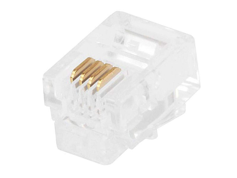 Monoprice موصلات RJ11 مودولار 6P4C من مونو برايس - لكابل صلب/مجدول مسطح، 1u، 2 سنون، 50 حزمة، شفاف - Image 4
