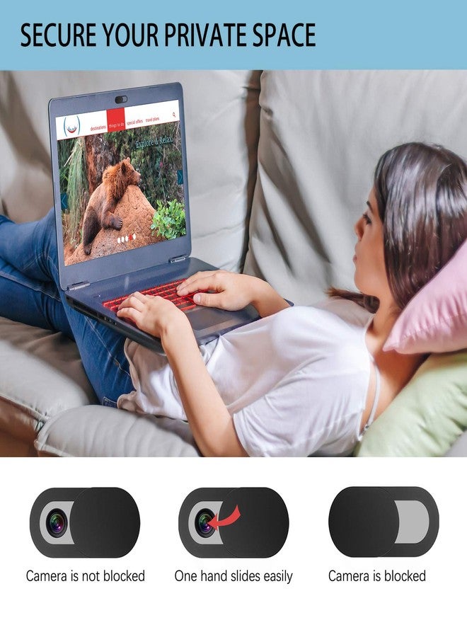 EYSOFT غطاء كاميرا EYSOFT، غطاء كاميرا منزلق متوافق مع اللابتوب، الكمبيوتر المكتبي، الكمبيوتر الشخصي، ماك بوك برو، آي ماك، ماك ميني، آي باد برو، الهاتف الذكي، احمِ خصوصيتك وأمانك، لاصق قوي (أسود) - Image 4