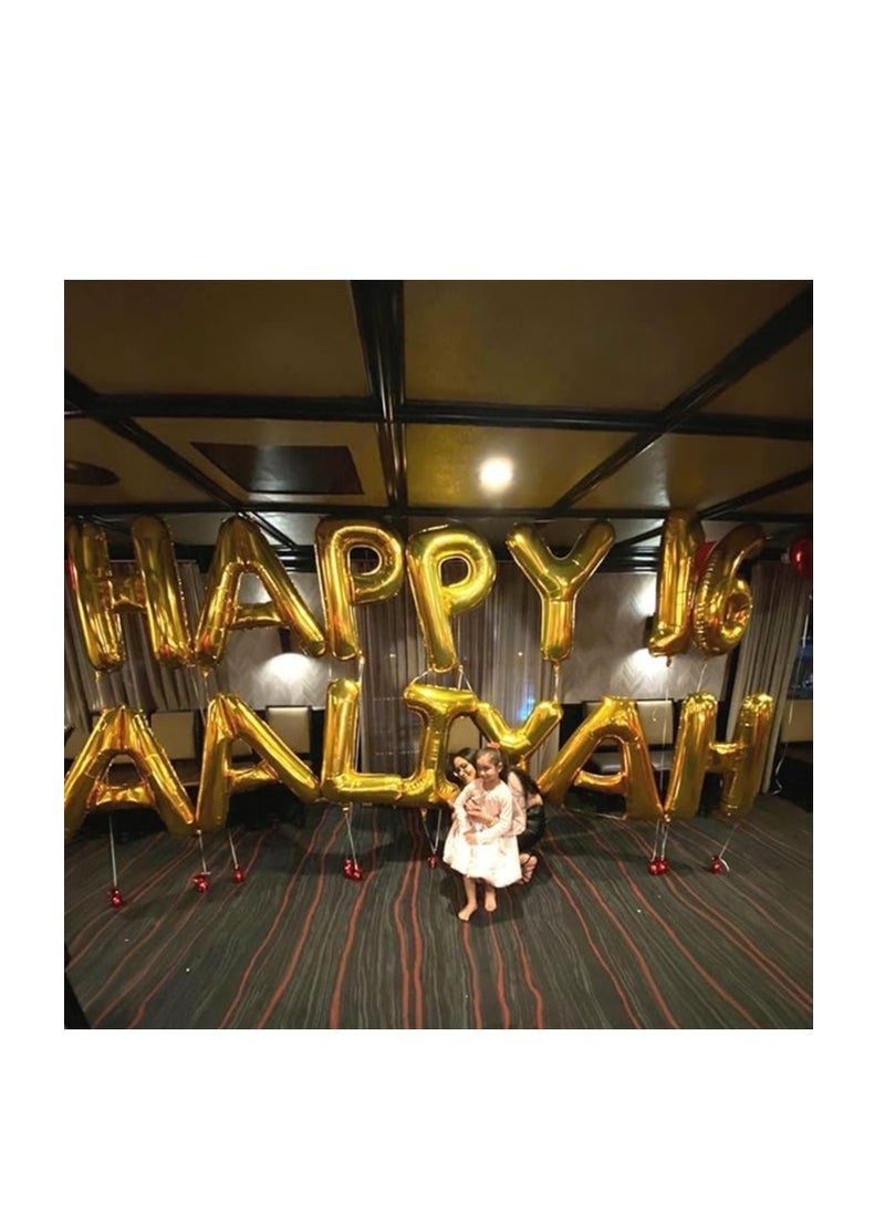 Party with Emma Gold Letter A to Z Balloons 32 inch Large Alphabet Balloons Gold Helium Foil Letter Balloon Banner for Birthday Party Anniversary Wedding Decoration (Gold-U)  - Image 3