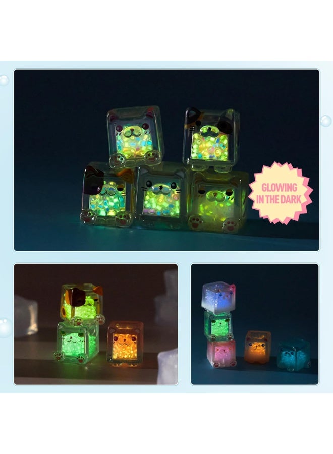 general Glow in The Dark Figure, Square Cat Series Blind Box (5 Figures per Box) Random Style Action Figure Cute Blind Bag Collectible Toys - Mini Figures Mystery Box for Cat Lovers Birthday Gift & Desk Decor - Image 4