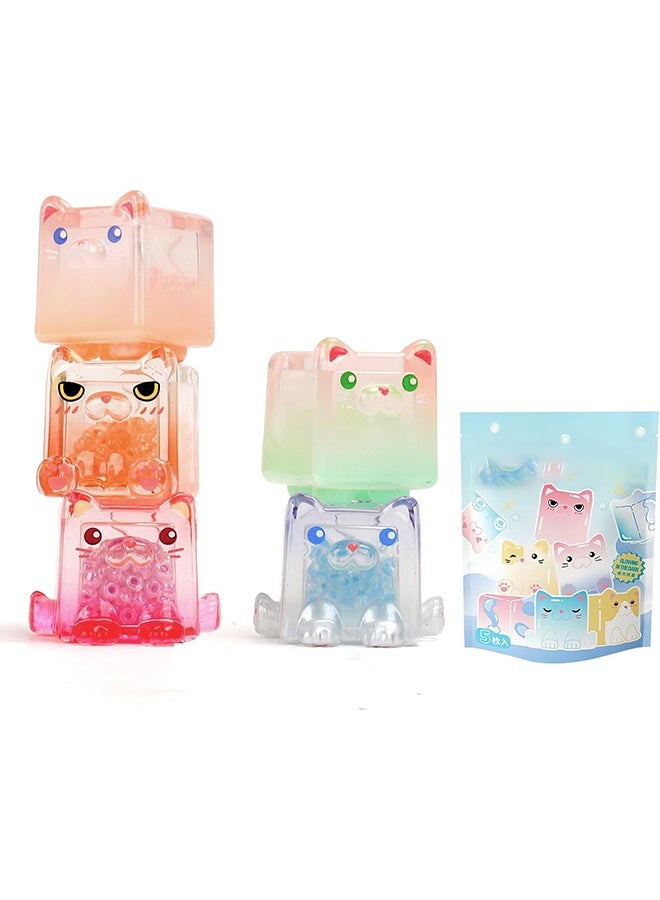 general Glow in The Dark Figure, Square Cat Series Blind Box (5 Figures per Box) Random Style Action Figure Cute Blind Bag Collectible Toys - Mini Figures Mystery Box for Cat Lovers Birthday Gift & Desk Decor - Image 1