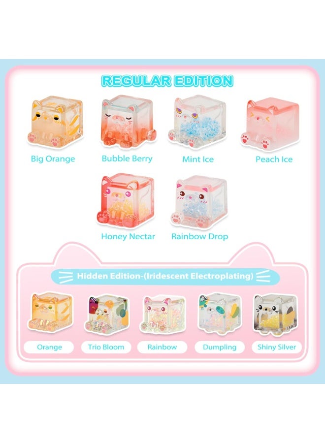 general Glow in The Dark Figure, Square Cat Series Blind Box (5 Figures per Box) Random Style Action Figure Cute Blind Bag Collectible Toys - Mini Figures Mystery Box for Cat Lovers Birthday Gift & Desk Decor - Image 2