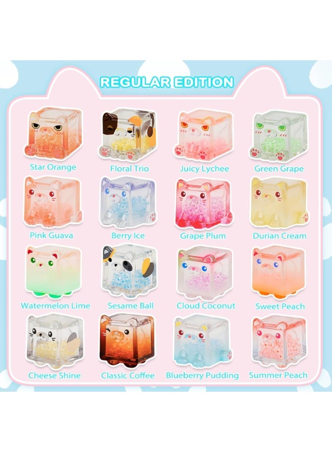 general Glow in The Dark Figure, Square Cat Series Blind Box (5 Figures per Box) Random Style Action Figure Cute Blind Bag Collectible Toys - Mini Figures Mystery Box for Cat Lovers Birthday Gift & Desk Decor - Image 3