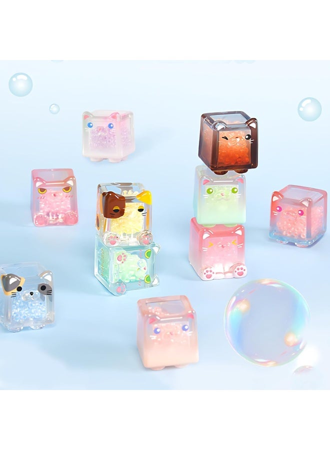 general Glow in The Dark Figure, Square Cat Series Blind Box (5 Figures per Box) Random Style Action Figure Cute Blind Bag Collectible Toys - Mini Figures Mystery Box for Cat Lovers Birthday Gift & Desk Decor - Image 5