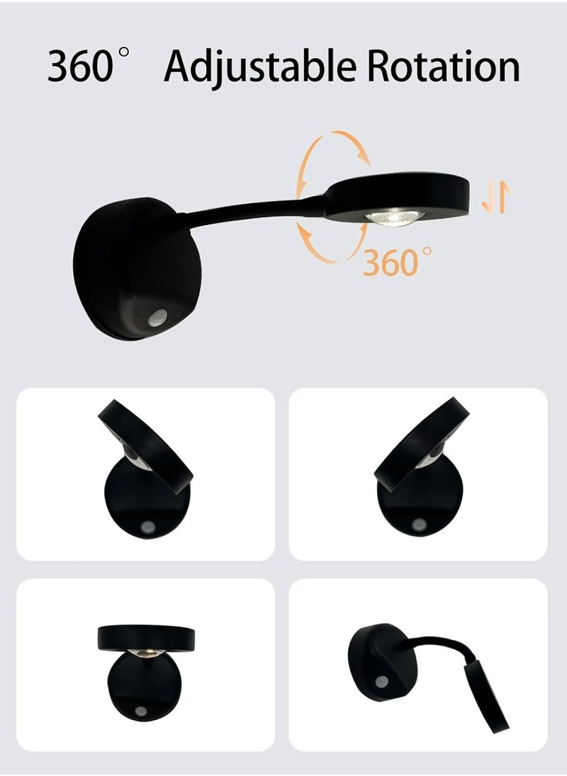 Generic Motion Sensor Picture Light LED Cat-Eye Bulb Wall Sconce, Stick on Display Accent Lighting Dimmable 360° Rotation Rechargeable for Paintings  - Image 5