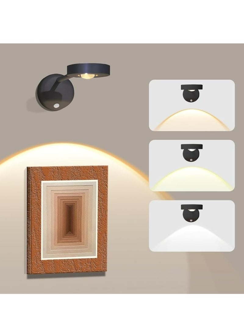 Generic Motion Sensor Picture Light LED Cat-Eye Bulb Wall Sconce, Stick on Display Accent Lighting Dimmable 360° Rotation Rechargeable for Paintings  - Image 1