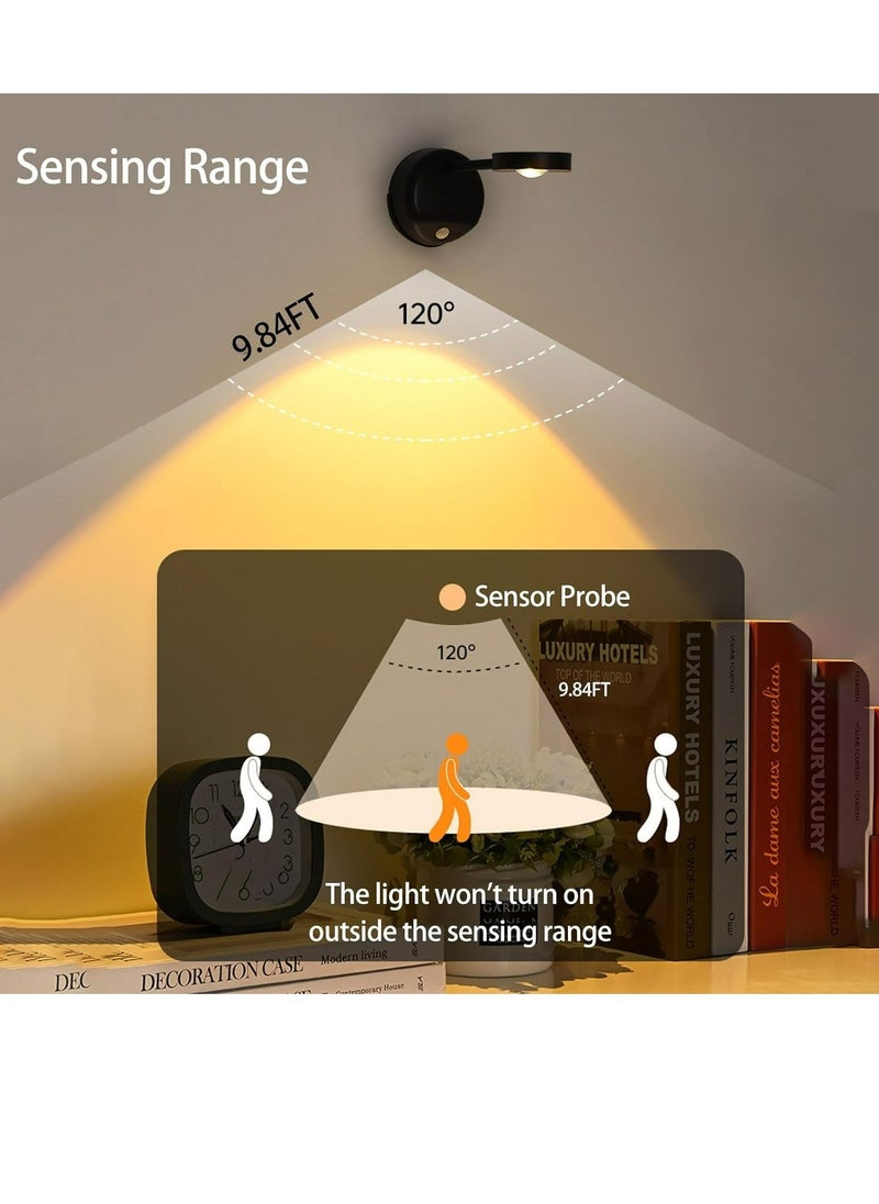 Generic Motion Sensor Picture Light LED Cat-Eye Bulb Wall Sconce, Stick on Display Accent Lighting Dimmable 360° Rotation Rechargeable for Paintings  - Image 4