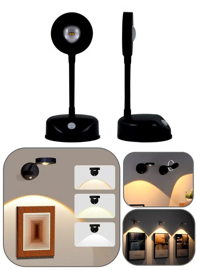 Wall Light with Motion Sensor and Touch Control, Rechargeable Dimmable LED, No Wiring Stick-On 360° Rotating Wall Sconce Light for Paintings & Art Display - Image 1