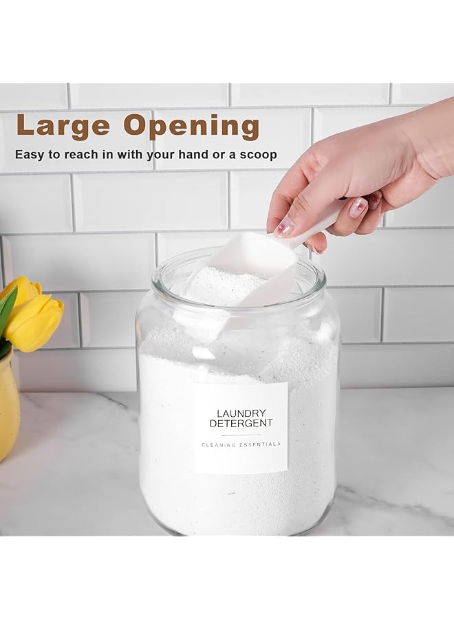 HOOKOR 2 Pcs Glass Jars With Lid, Labels And Spoons. Glass Containers For Laundry Room Organization And Storage, Half Gallon Airtight Glass Jars Holder For Laundry Detergent, Pods, Scent Booster Beads - Image 5