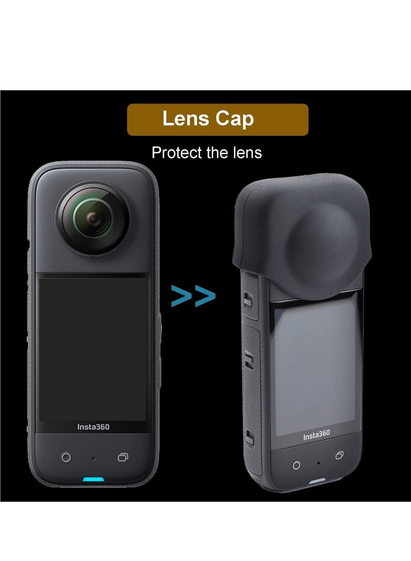 Compatible for Insta360 X3 Lens Guards Screen Tempered Film Set Screen Protector for Insta360 X3 Tempered Glass 9H Hardness Anti-Scratch Body Silicone Cover and Waterproof Lens Protector  - Image 2