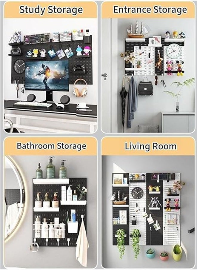 Generic - مجموعة أدوات تركيب لوحة بيجبورد متعددة الوظائف يمكن تركيبها على الحائط DIY لتنظيم الحائط وحامل بيجبورد للتنظيم (أسود) - Image 1