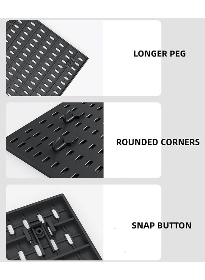 Generic - مجموعة أدوات تركيب لوحة بيجبورد متعددة الوظائف يمكن تركيبها على الحائط DIY لتنظيم الحائط وحامل بيجبورد للتنظيم (أسود) - Image 1