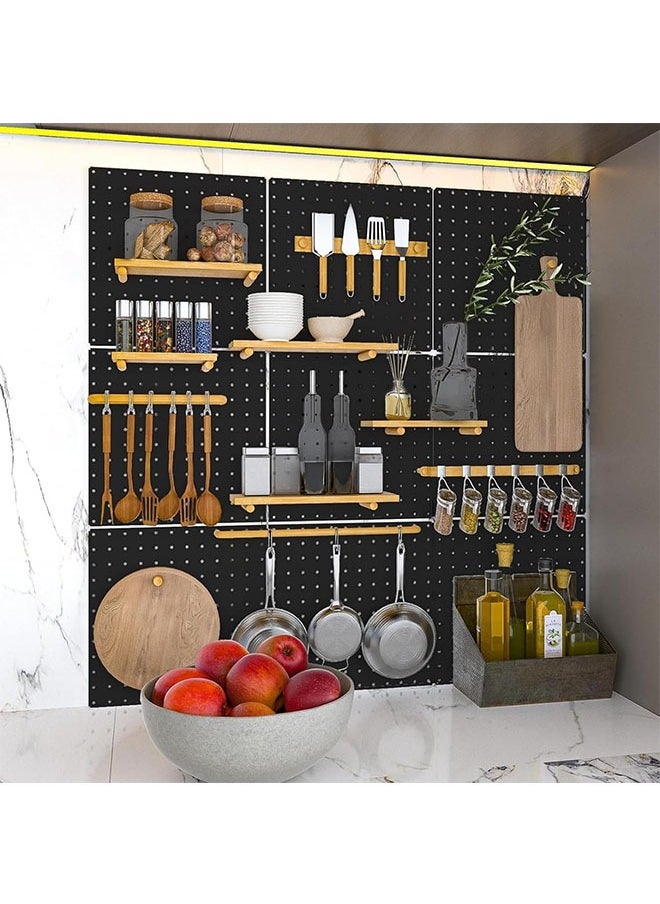 Generic - مجموعة أدوات تركيب لوحة بيجبورد متعددة الوظائف يمكن تركيبها على الحائط DIY لتنظيم الحائط وحامل بيجبورد للتنظيم (أسود) - Image 1