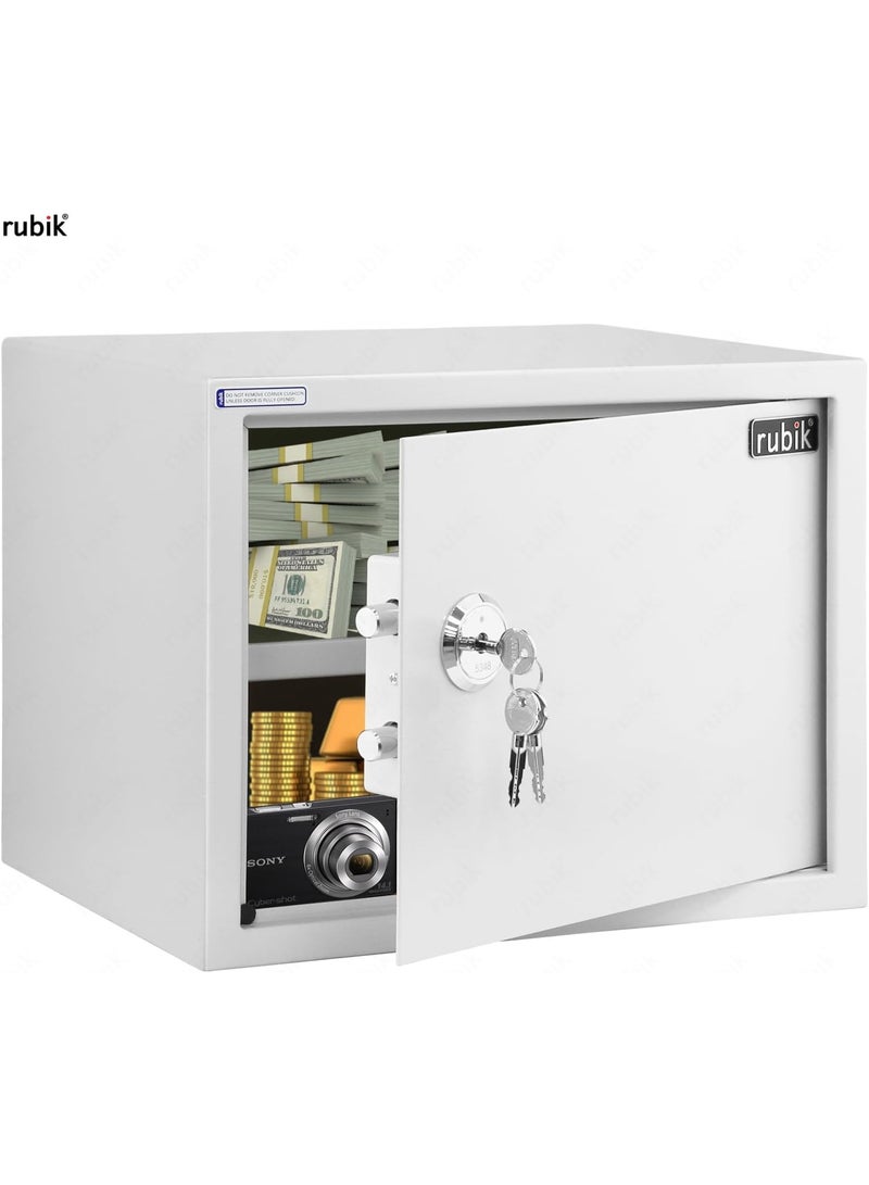 Rubik Safe Box Large with Key Lock, A4 Document Size Locker for Home Office Cash Passport Jewelry Security RB30KCN (30x38x30cm) White - Image 4