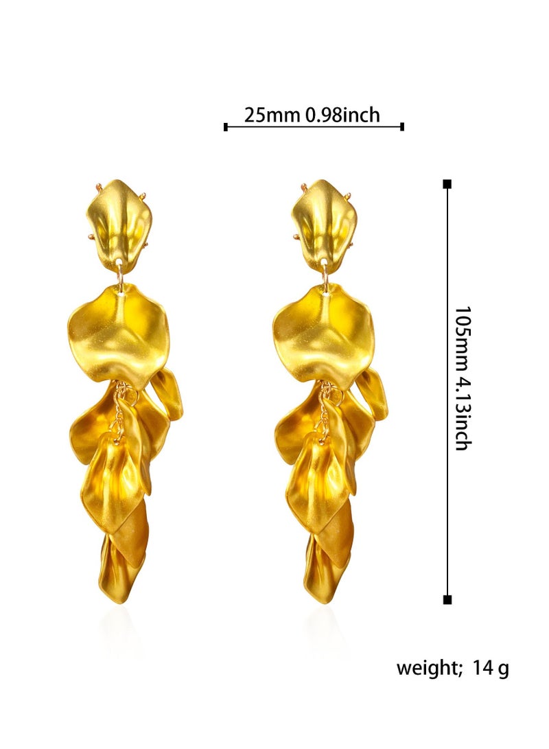 KASTWAVE Long Acrylic Rose Petal Earrings Dangle Exaggerated Flower Earrings Drop Statement Floral Tassel Earrings for Women and Girls - Image 2