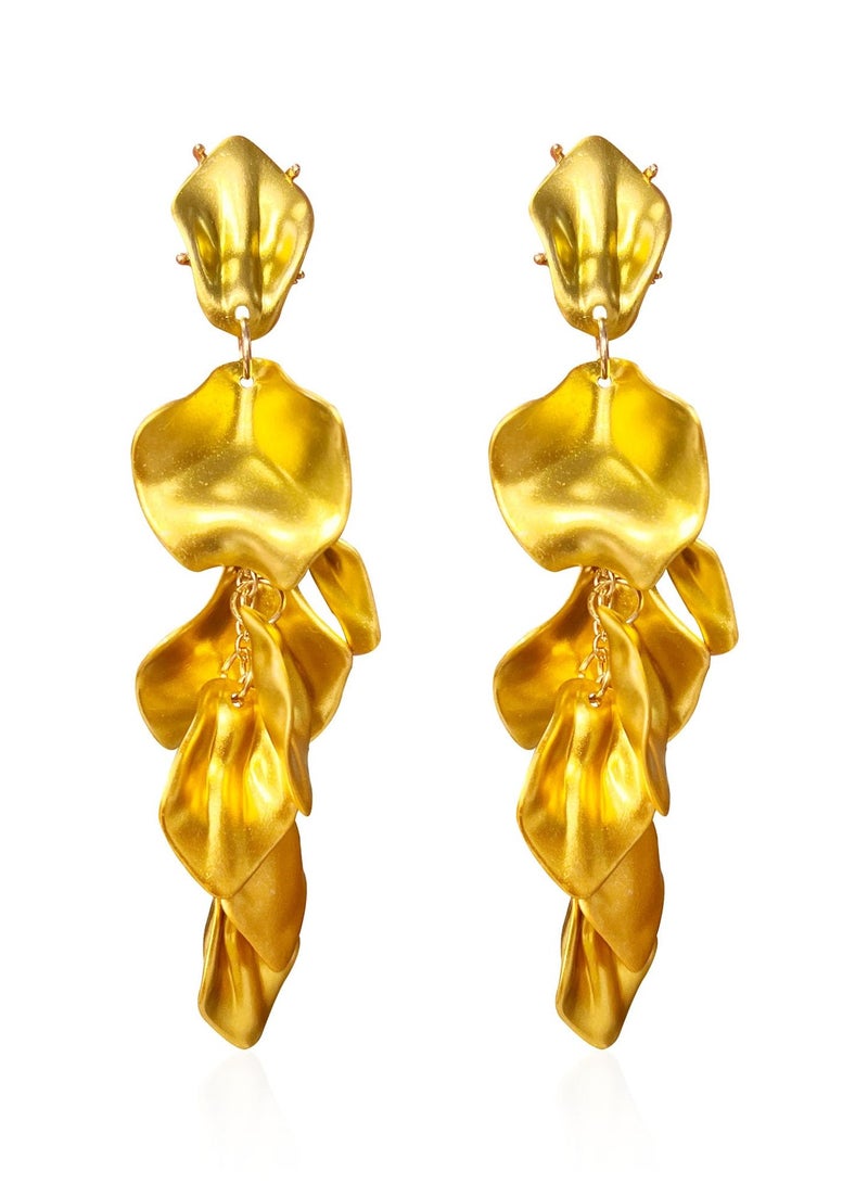 KASTWAVE Long Acrylic Rose Petal Earrings Dangle Exaggerated Flower Earrings Drop Statement Floral Tassel Earrings for Women and Girls - Image 1