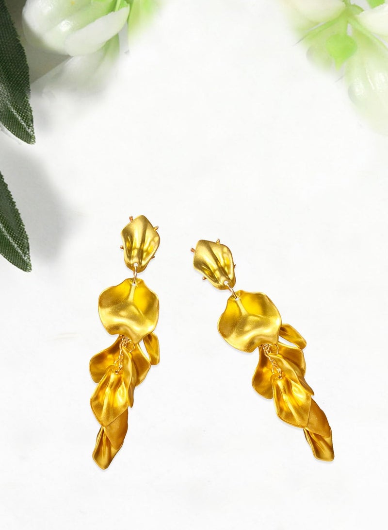 KASTWAVE Long Acrylic Rose Petal Earrings Dangle Exaggerated Flower Earrings Drop Statement Floral Tassel Earrings for Women and Girls - Image 5