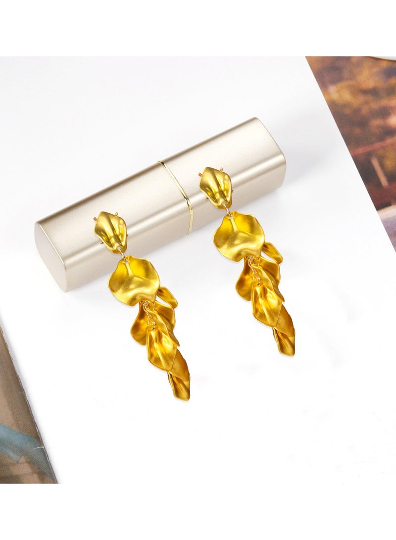 KASTWAVE Long Acrylic Rose Petal Earrings Dangle Exaggerated Flower Earrings Drop Statement Floral Tassel Earrings for Women and Girls - Image 4