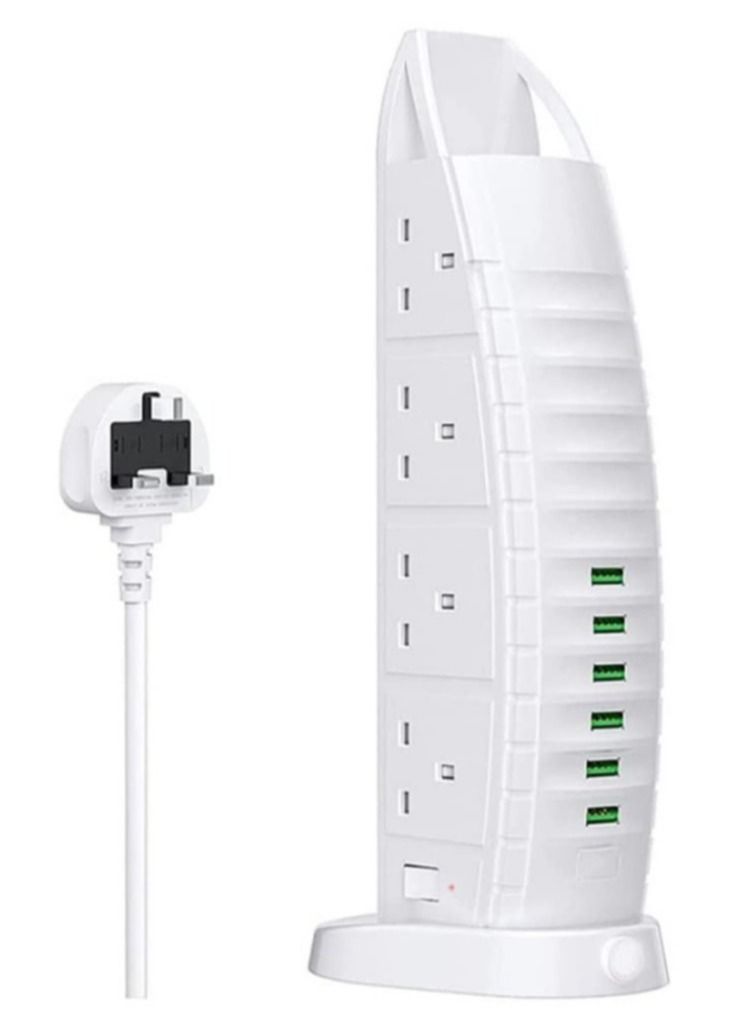 ELTRAZONE 8 Way Stylish Power Extension Cord, 6 USB Fast Charging Ports, Burj Al Arab Power Socket, 2 Meters Cable Multiple Protection System 3000W, 4.2A Max Socket  - Image 1