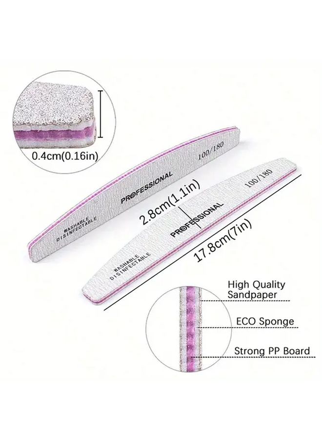 5Pcs Nail File Buffer Set 80 100 180 Grit Double Sided Sanding Block For Manicure - Image 4