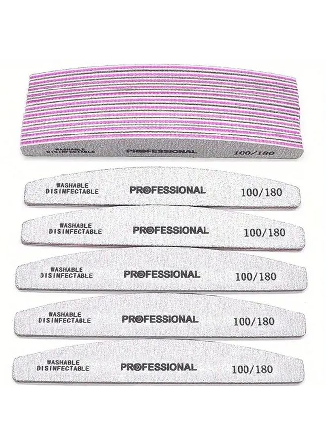 5Pcs Nail File Buffer Set 80 100 180 Grit Double Sided Sanding Block For Manicure - Image 1