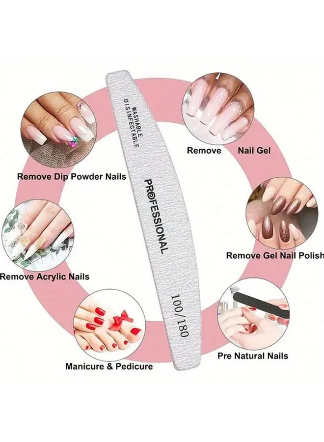5Pcs Nail File Buffer Set 80 100 180 Grit Double Sided Sanding Block For Manicure - Image 2