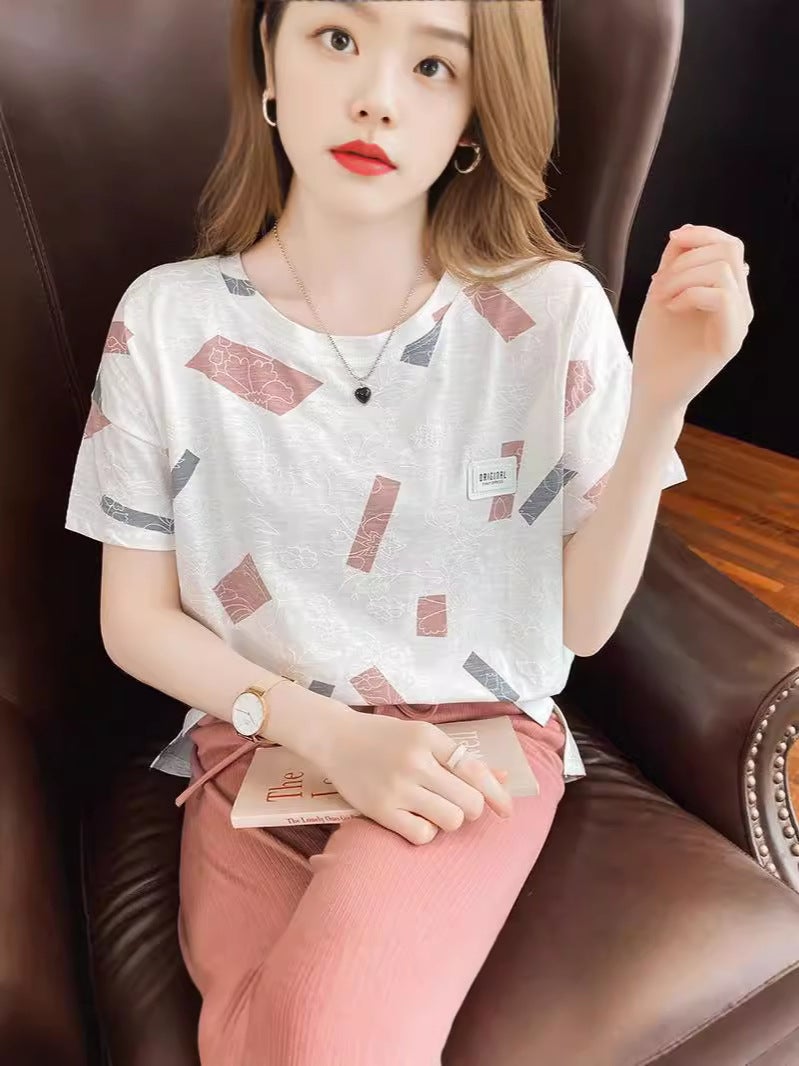 Short-Sleeved T-Shirt Women'S White Half-Sleeved T-Shirt Summer Korean Loose Women'S Summer Top - Image 4