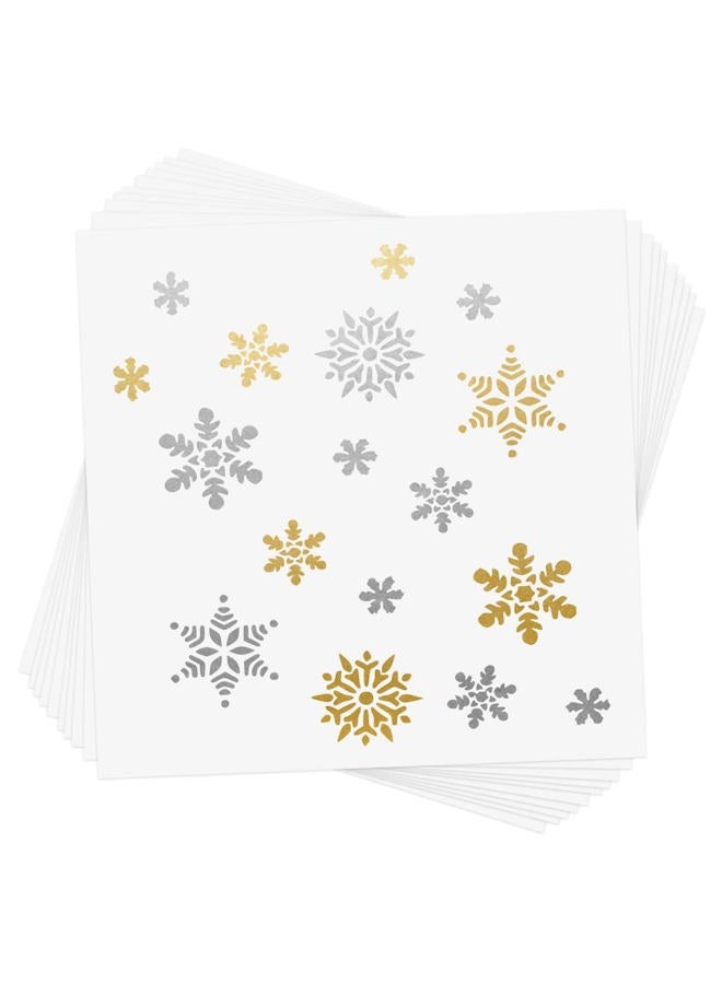 Flash+Tattoos Snowflake Flurry set of 10 premium waterproof metallic gold & silver temporary jewelry foil - Party Favors, Party Supplies, Winter Events, snow, kids snowflake - Image 1