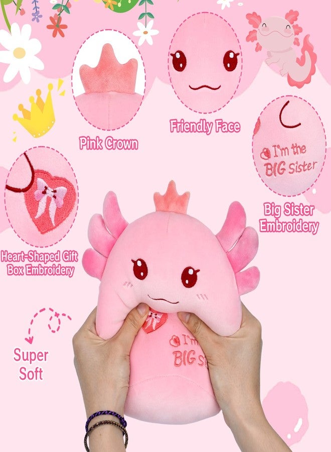 LSYDCARM Big Sister Gift Axolotl Plush, 8 inch I’m The Big Sister Stuffed Animal for Girls, Kawaii Axolotl Soft Plushies Toy New Baby Announcement Sibling Gifts for Girls Sister - Image 4