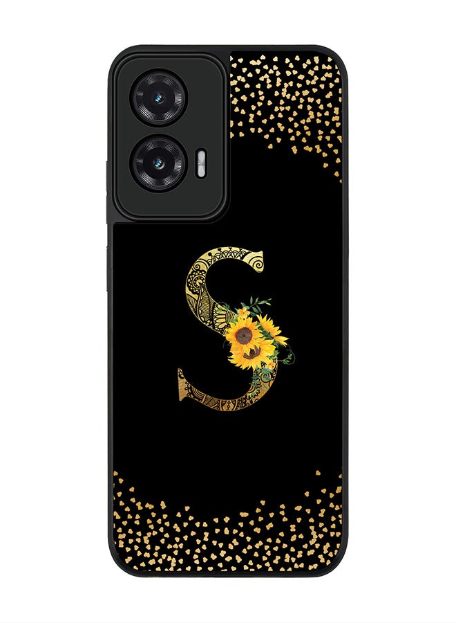 Stylizedd For Motorola Moto G35 Case,Slim fit Camera Protection, Shockproof Thin Phone cover  - Custom Floral Monogram - S ( Black )