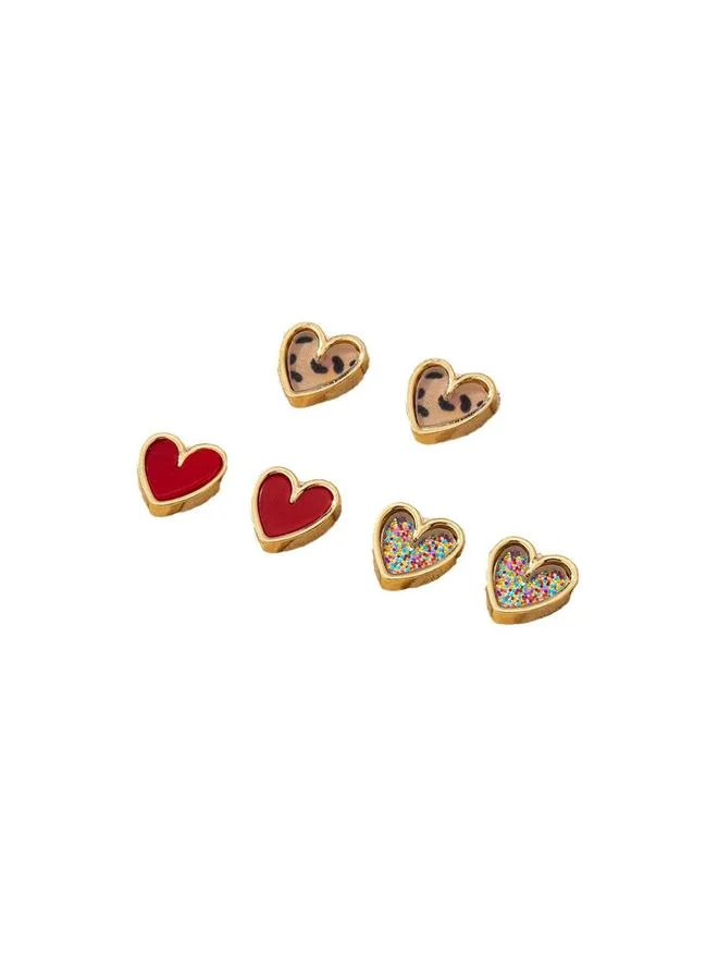 Take Two Set of 3 - Heart Stud Earrings
