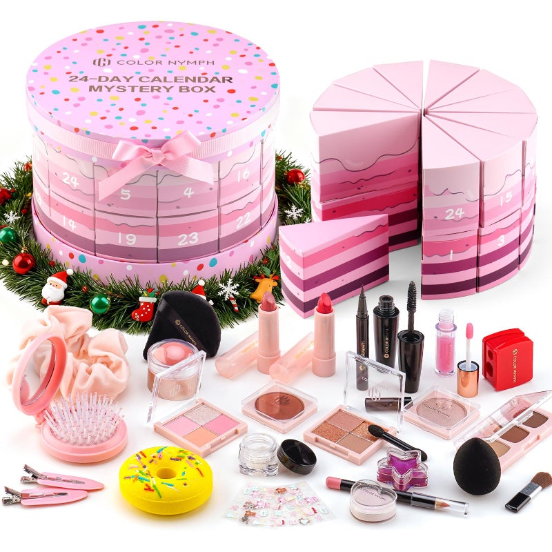 Color Nymph Makeup Advent Calendar 2025, 24 Days Advent Calendar Mystery Box for Christmas, Makeup Gift Sets - Xmas Beauty Countdown Calendar Cosmetics Kit for Women Girls Teens Daughters #Pink - Image 1