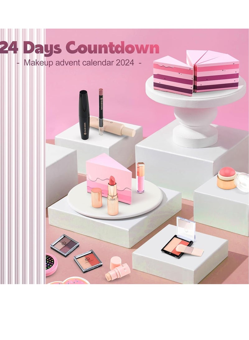 COLOR NYMPH - Color Nymph Gift Set Makeup Advent Calendar, 24 Days Advent Calendar Makeup for Beauty Cosmetic Starter Kit For Teens Girlfriend Daughters Surprise Holiday Gift (Pink) - Image 1
