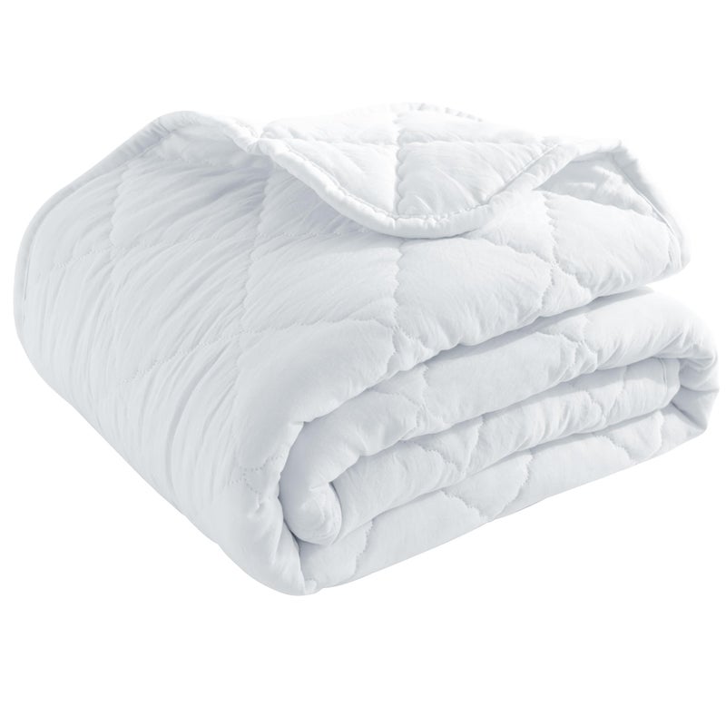 BEDSUM 100% Brushed Microfiber Down Alternative Toddler Comforter, Ultra Soft Lightweight and Warm Breathable Crib Quilted Blanket for Nursery Stroller Bed, 39x47 Inches, White - Image 1