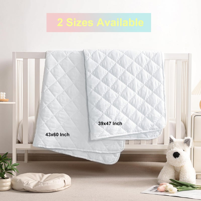BEDSUM 100% Brushed Microfiber Down Alternative Toddler Comforter, Ultra Soft Lightweight and Warm Breathable Crib Quilted Blanket for Nursery Stroller Bed, 39x47 Inches, White - Image 2