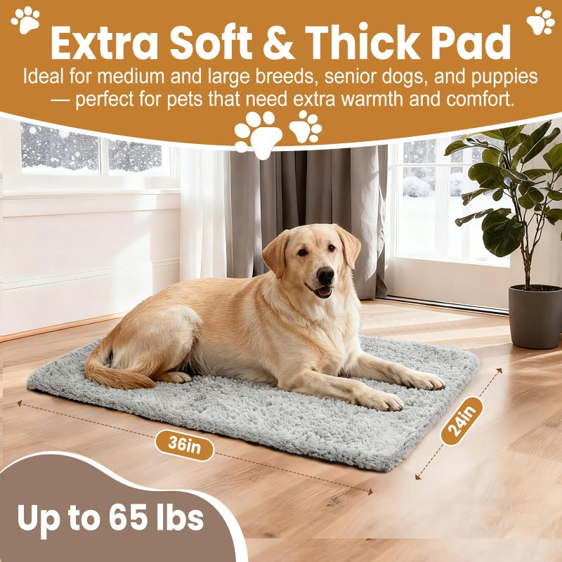 PJT 2 Pack Self Warming Dog Mats â€“ 36"Ã—24" Thermal Heating Pet Pads for Medium & Large Dogs, Soft Thick & Cozy for Extra Warmth, Washable, Non-Electric & Non-Slip Crate Beds for Indoor Outdoor Use - Image 2