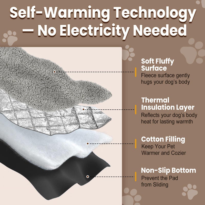 PJT 2 Pack Self Warming Dog Mats â€“ 36"Ã—24" Thermal Heating Pet Pads for Medium & Large Dogs, Soft Thick & Cozy for Extra Warmth, Washable, Non-Electric & Non-Slip Crate Beds for Indoor Outdoor Use - Image 4