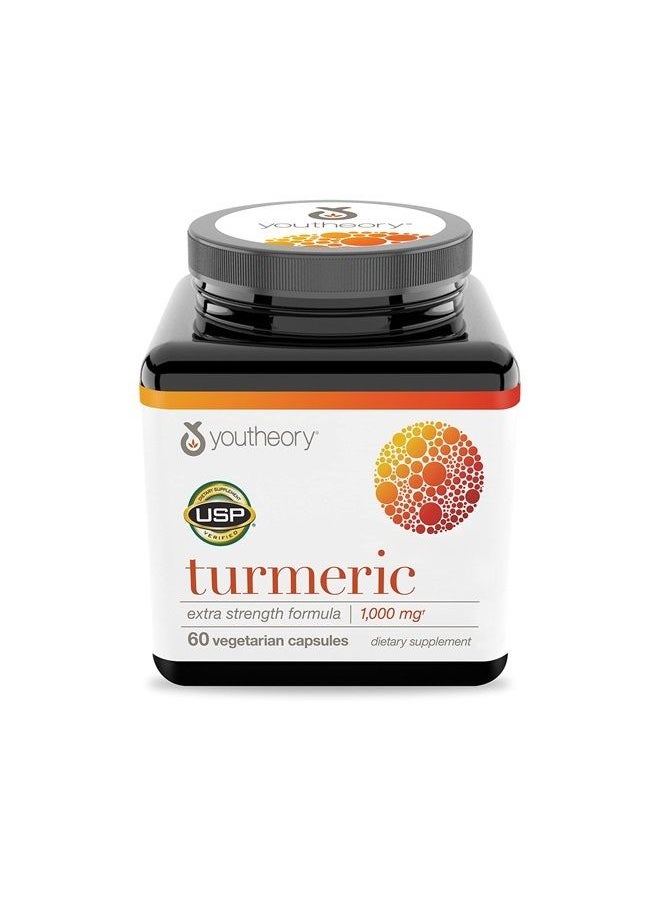 youtheory - Turmeric Curcumin Supplement with Black Pepper BioPerine, Powerful Antioxidant Properties for Joint & Healthy Inflammation Support, 60 Capsules - Image 1