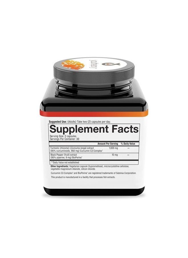 youtheory - Turmeric Curcumin Supplement with Black Pepper BioPerine, Powerful Antioxidant Properties for Joint & Healthy Inflammation Support, 60 Capsules - Image 1