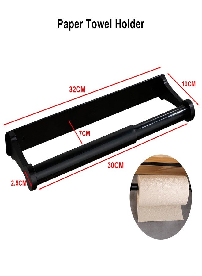 MONEER Paper Towel Holder Under Cabinet, Paper Towel Holder, Aluminum Alloy Kitchen Towel Holders, Self Adhesive Kitchen Roll Holder for Kitchen, Bathroom, Living Room (Black) - Image 5