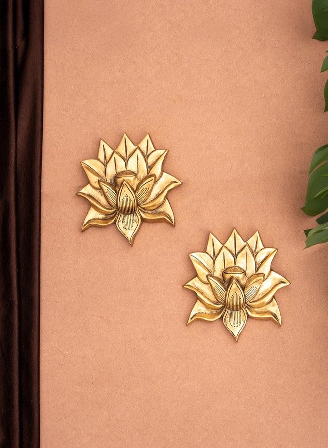 The Advitya Brass Wall Decor Lotus Pair|Home Decor Wall Hanging Home Decoration Item for Living Room |Showpiece Decorative Item|Diwali Decoration Item|House Warming Gift| (5.3 inch|1.5 Kg| Pair) - Image 1