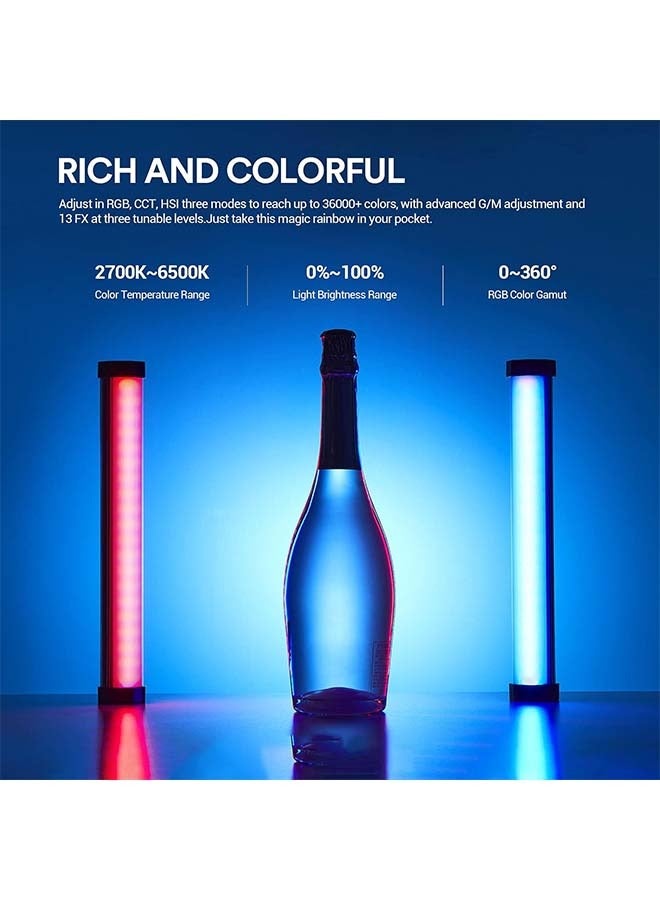 Godox TL30 RGB Tube Light, CRI 97+ TLCI 99+ Handheld Full Color LED Video Light Wand, 2700K-6500K Dimmable LED Light Stick, 37 FX Light Effects, 2900mAh Battery, Bluetooth APP Control - Image 2