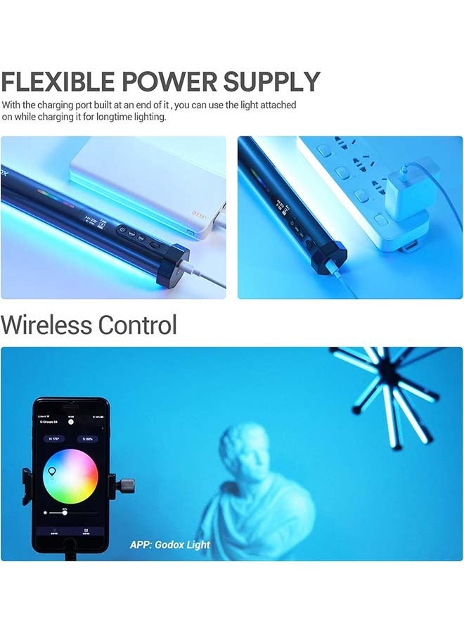 Godox TL30 RGB Tube Light, CRI 97+ TLCI 99+ Handheld Full Color LED Video Light Wand, 2700K-6500K Dimmable LED Light Stick, 37 FX Light Effects, 2900mAh Battery, Bluetooth APP Control - Image 4